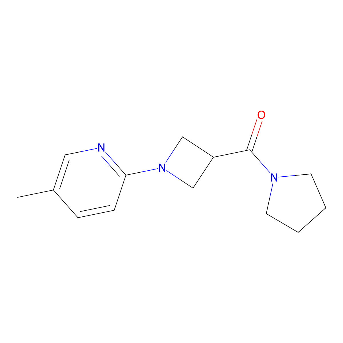 5-Methyl-2-[3-(pyrrolidine-1-carbonyl)azetidin-1-yl]pyridine molecular structure, CAS 2877643-14-4