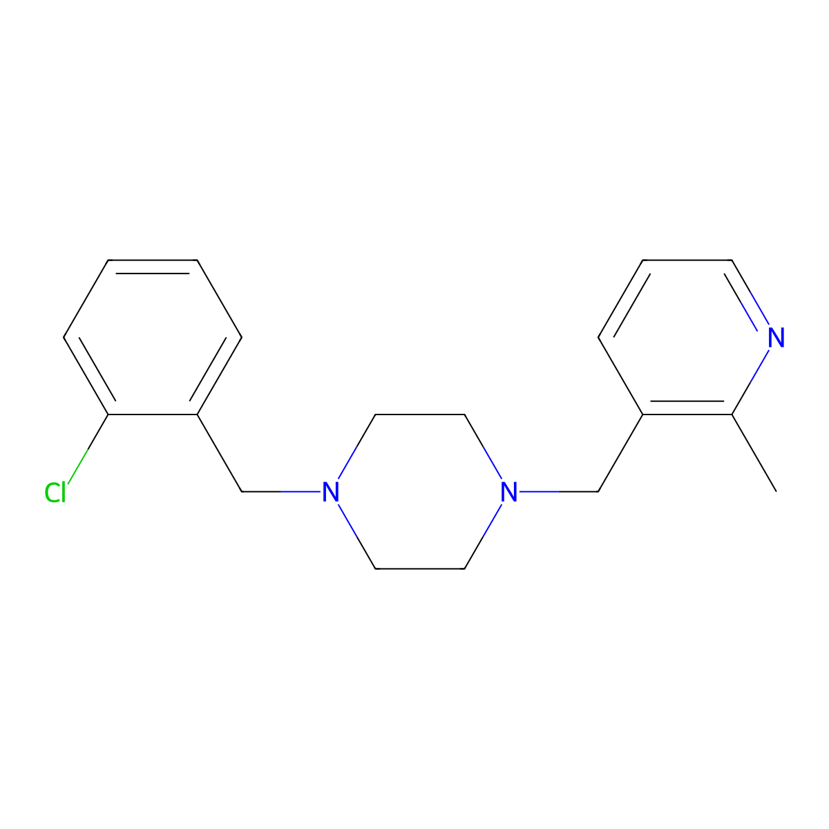 1-[(2-Chlorophenyl)methyl]-4-[(2-methylpyridin-3-yl)methyl]piperazine molecular structure, CAS 2877643-22-4