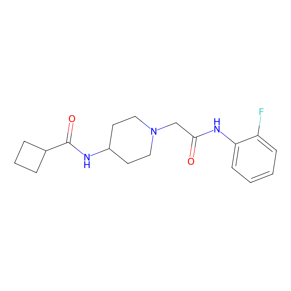 N-(1-{[(2-fluorophenyl)carbamoyl]methyl}piperidin-4-yl)cyclobutanecarboxamide molecular structure, CAS 2877643-28-0
