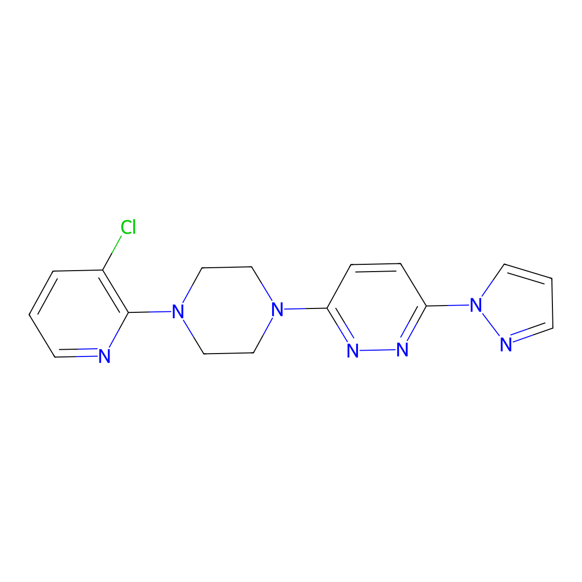 3-[4-(3-chloropyridin-2-yl)piperazin-1-yl]-6-(1H-pyrazol-1-yl)pyridazine molecular structure, CAS 2877643-32-6