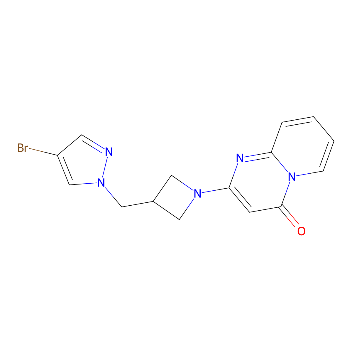 2-{3-[(4-bromo-1H-pyrazol-1-yl)methyl]azetidin-1-yl}-4H-pyrido[1,2-a]pyrimidin-4-one molecular structure, CAS 2877643-34-8