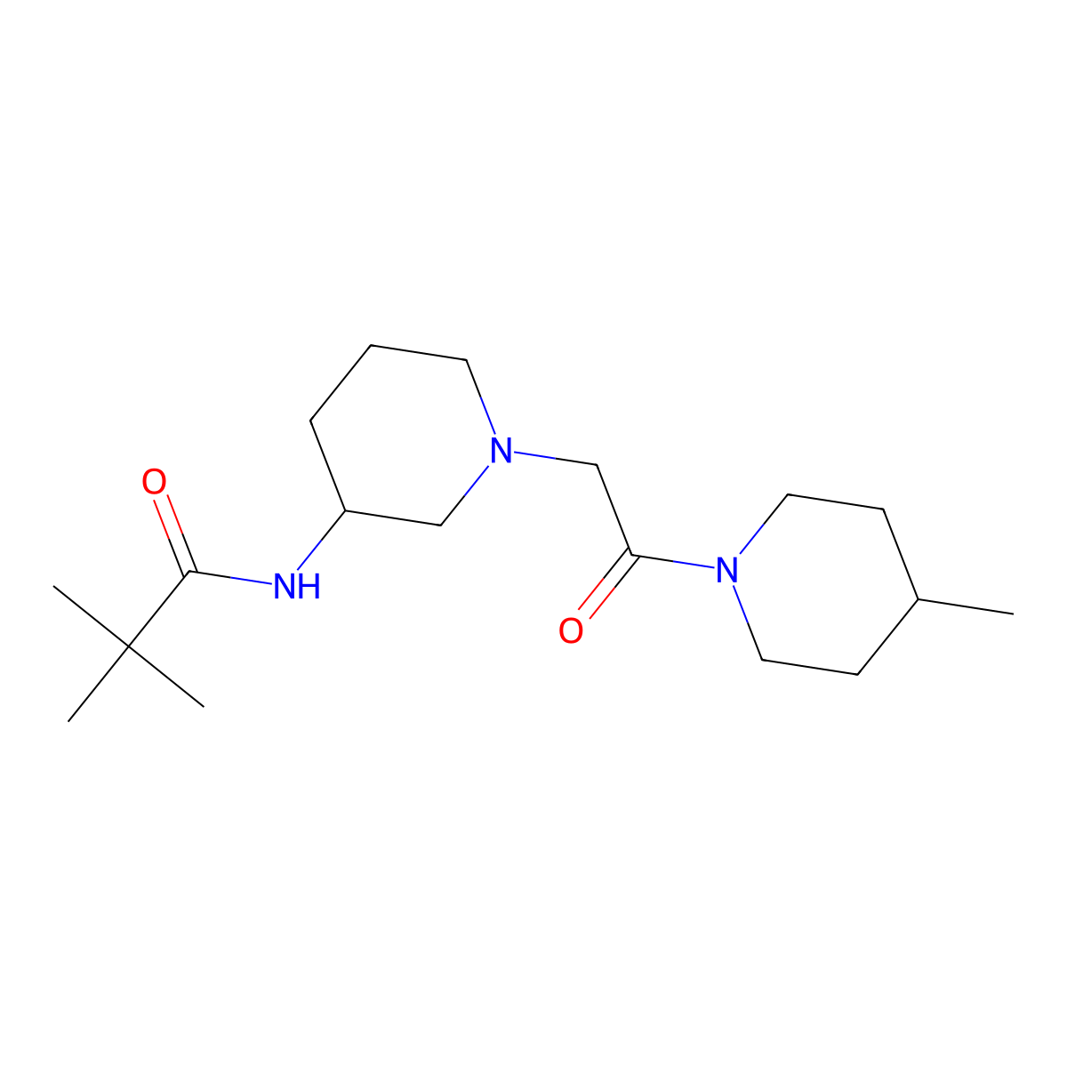 2,2-dimethyl-N-{1-[2-(4-methylpiperidin-1-yl)-2-oxoethyl]piperidin-3-yl}propanamide molecular structure, CAS 2877643-37-1