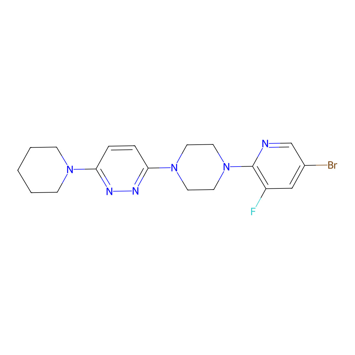 3-[4-(5-Bromo-3-fluoropyridin-2-yl)piperazin-1-yl]-6-(piperidin-1-yl)pyridazine molecular structure, CAS 2877643-42-8