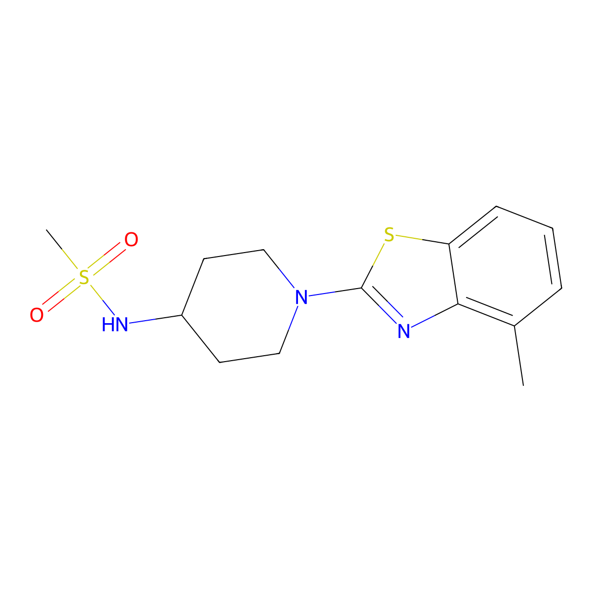 N-[1-(4-methyl-1,3-benzothiazol-2-yl)piperidin-4-yl]methanesulfonamide molecular structure, CAS 2877643-45-1