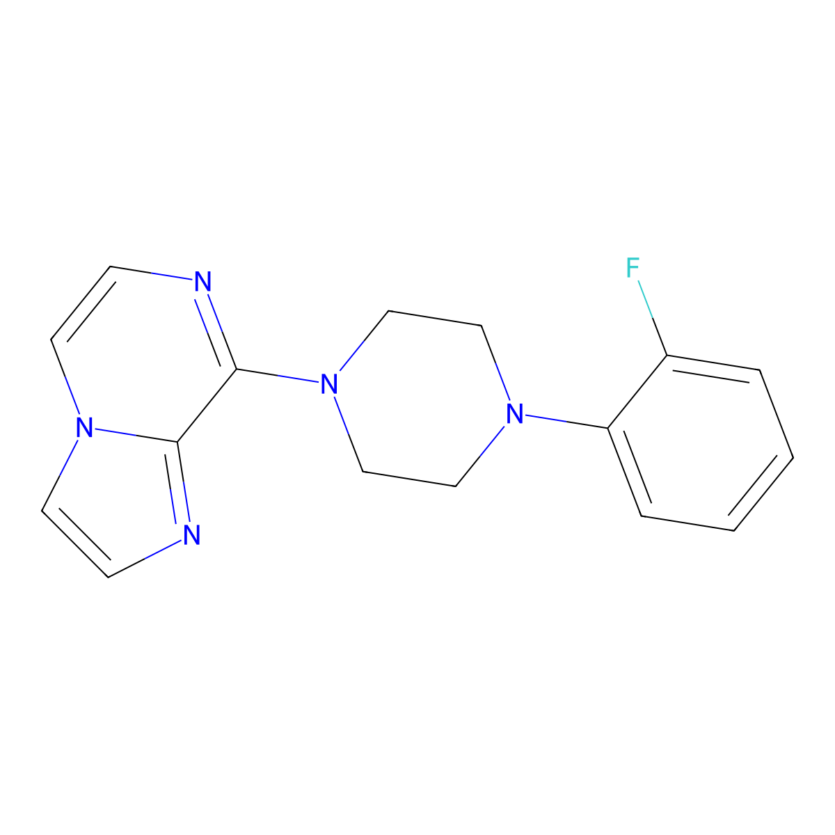 1-(2-Fluorophenyl)-4-{imidazo[1,2-a]pyrazin-8-yl}piperazine molecular structure, CAS 2877643-50-8