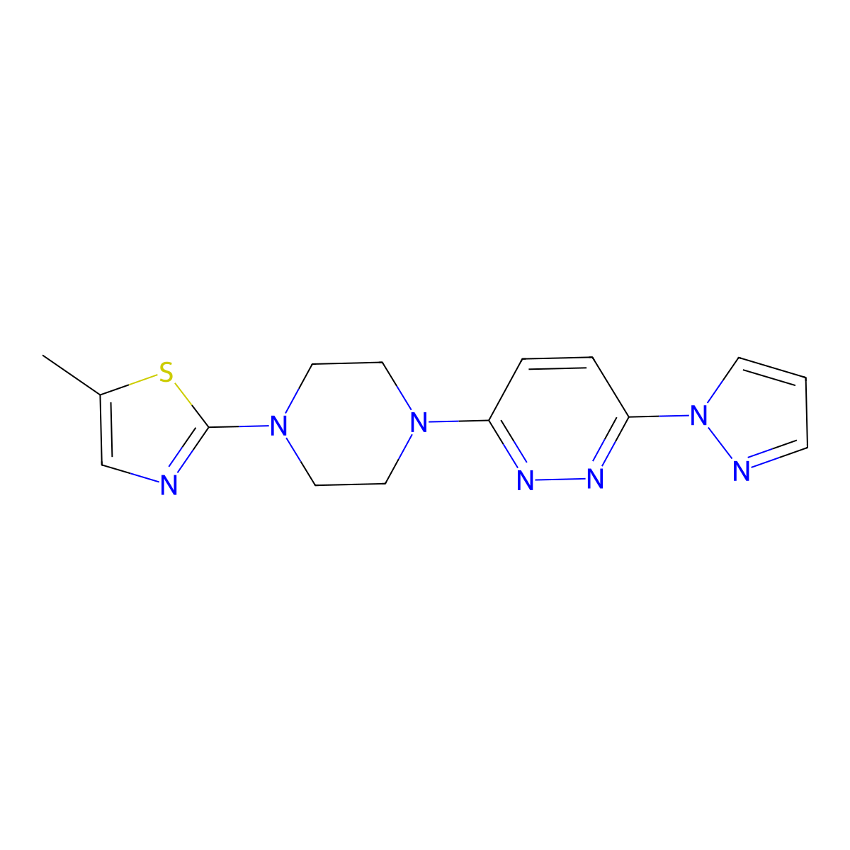 3-[4-(5-methyl-1,3-thiazol-2-yl)piperazin-1-yl]-6-(1H-pyrazol-1-yl)pyridazine molecular structure, CAS 2877643-57-5