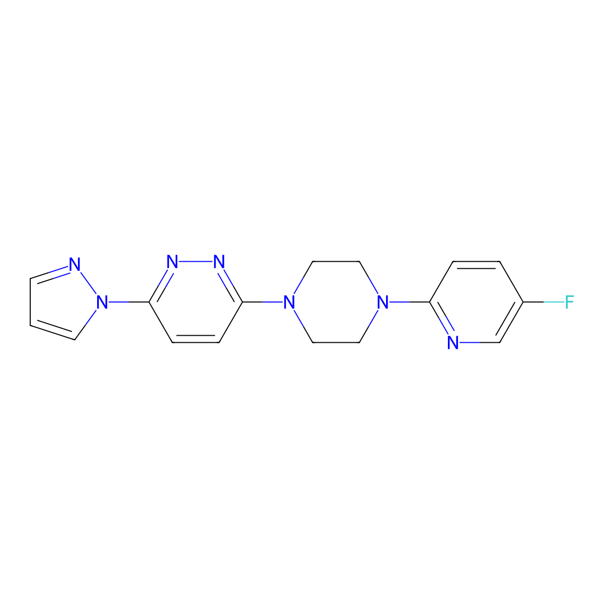 3-[4-(5-fluoropyridin-2-yl)piperazin-1-yl]-6-(1H-pyrazol-1-yl)pyridazine molecular structure, CAS 2877643-60-0