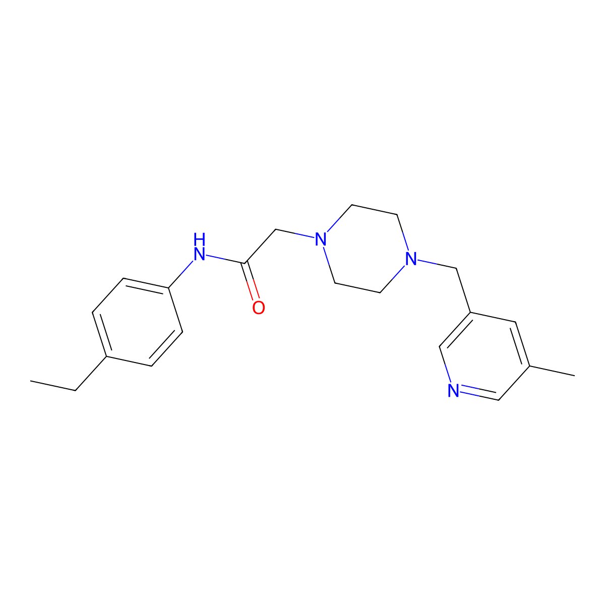 N-(4-ethylphenyl)-2-{4-[(5-methylpyridin-3-yl)methyl]piperazin-1-yl}acetamide molecular structure, CAS 2877643-63-3