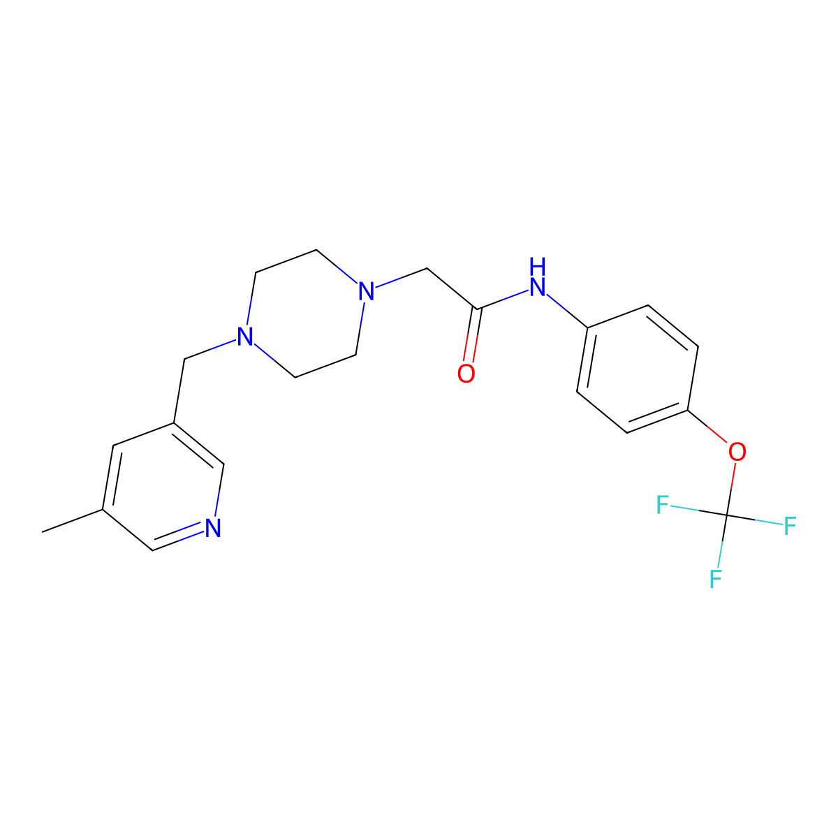 2-{4-[(5-methylpyridin-3-yl)methyl]piperazin-1-yl}-N-[4-(trifluoromethoxy)phenyl]acetamide molecular structure, CAS 2877643-85-9