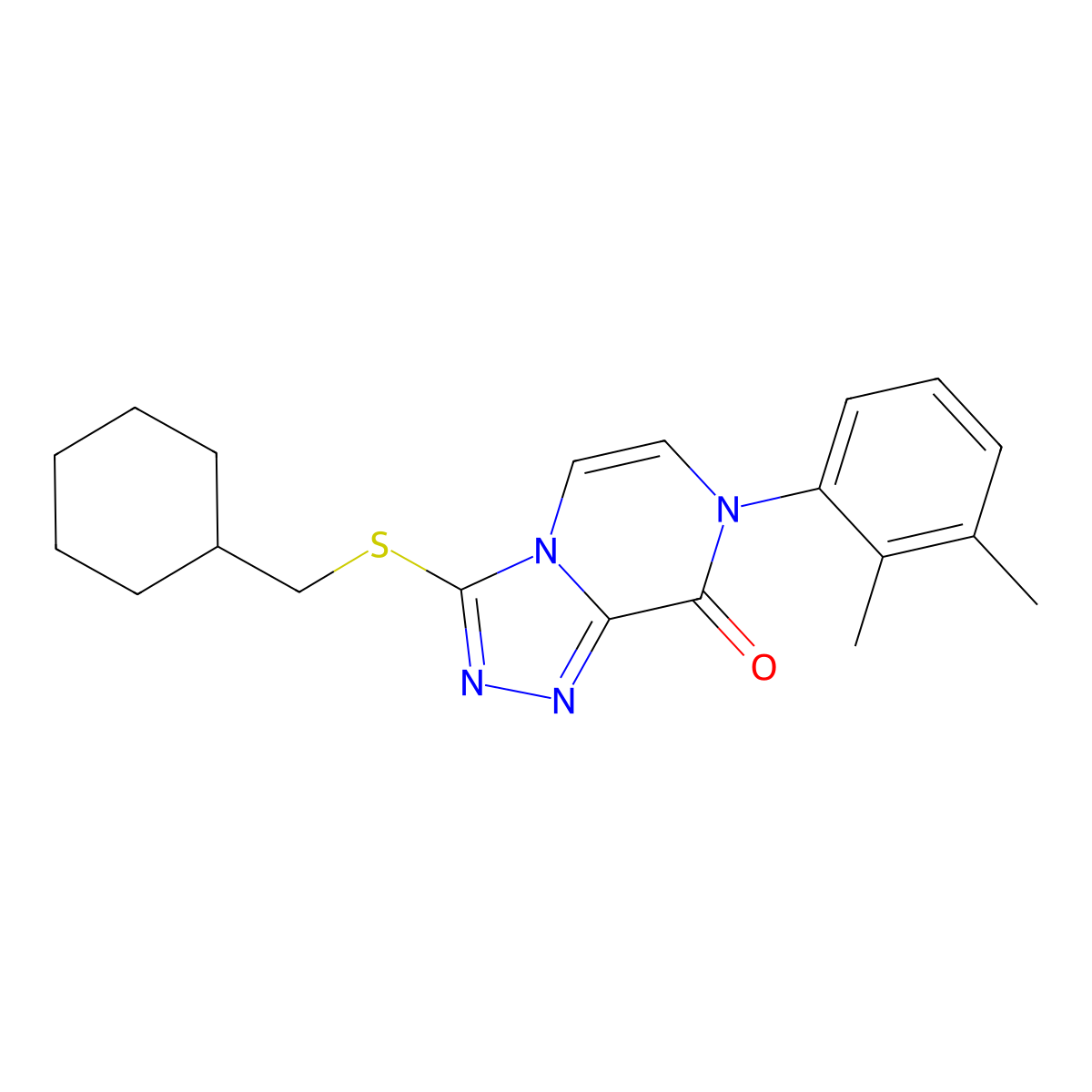 3-[(cyclohexylmethyl)sulfanyl]-7-(2,3-dimethylphenyl)-7H,8H-[1,2,4]triazolo[4,3-a]pyrazin-8-one molecular structure, CAS 2877644-17-0