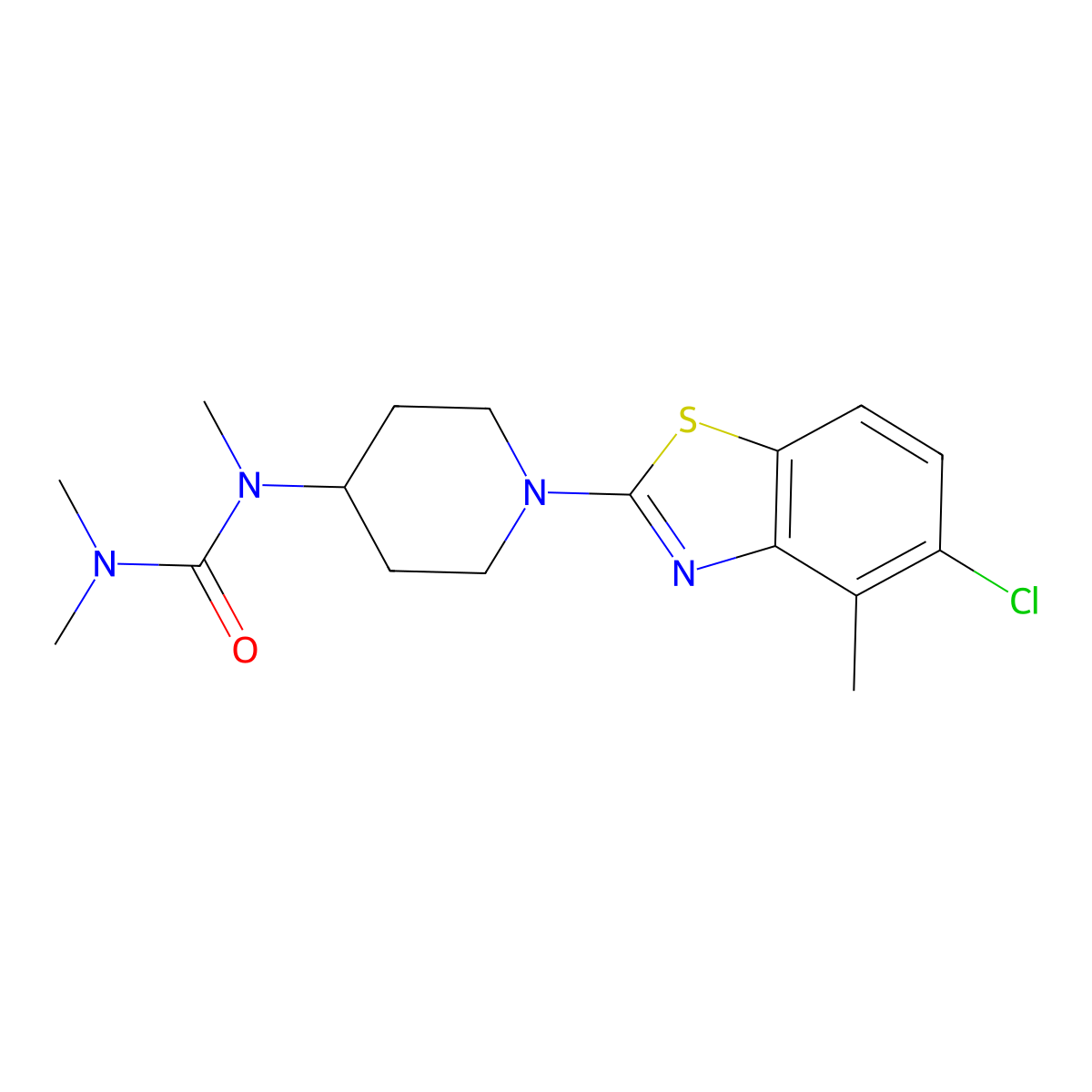 1-[1-(5-Chloro-4-methyl-1,3-benzothiazol-2-yl)piperidin-4-yl]-1,3,3-trimethylurea molecular structure, CAS 2877644-18-1