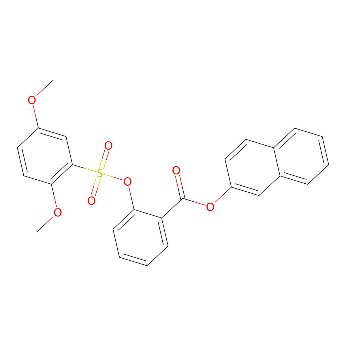 Naphthalen-2-yl 2-[(2,5-dimethoxybenzenesulfonyl)oxy]benzoate molecular structure, CAS 2877644-27-2
