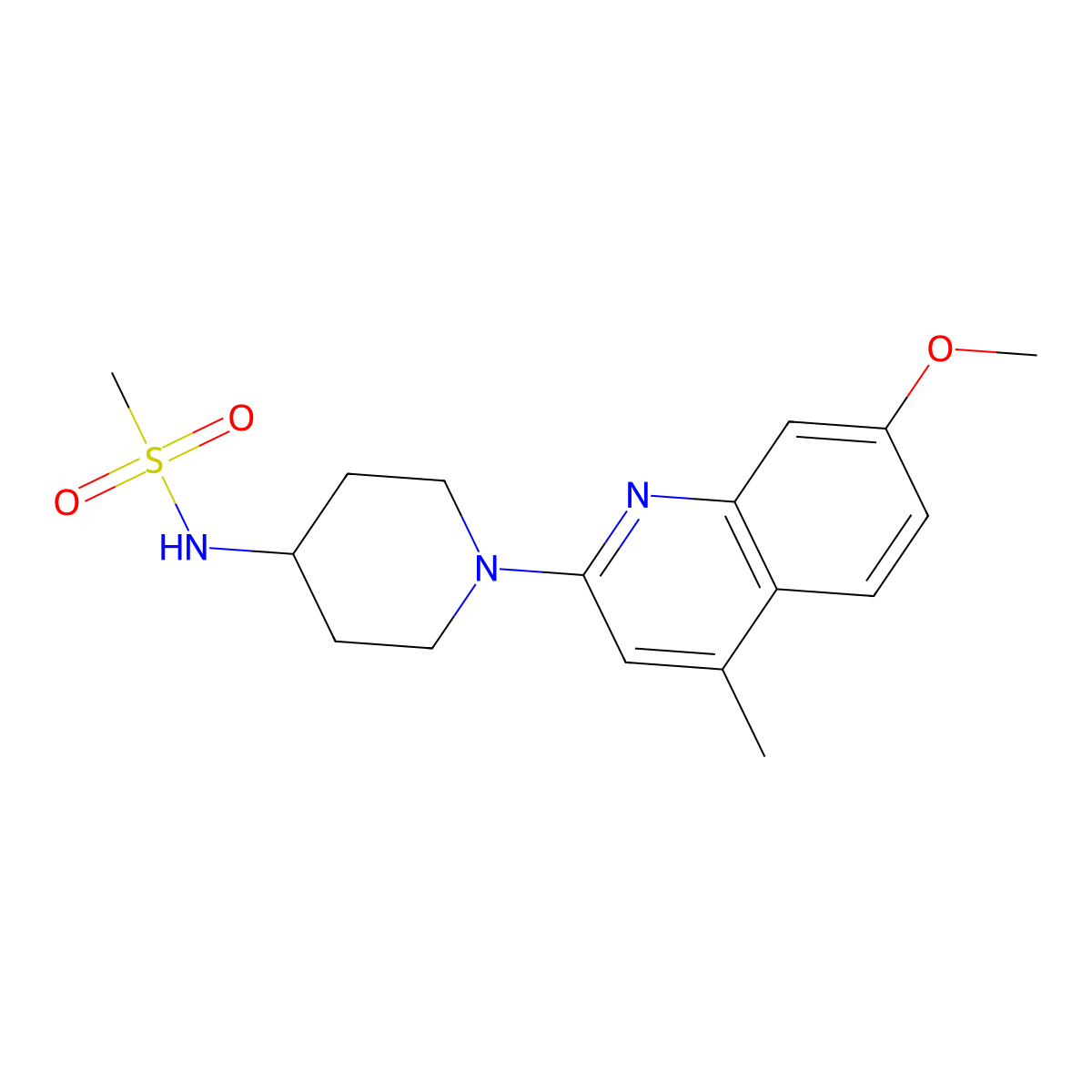 N-[1-(7-methoxy-4-methylquinolin-2-yl)piperidin-4-yl]methanesulfonamide molecular structure, CAS 2877644-29-4