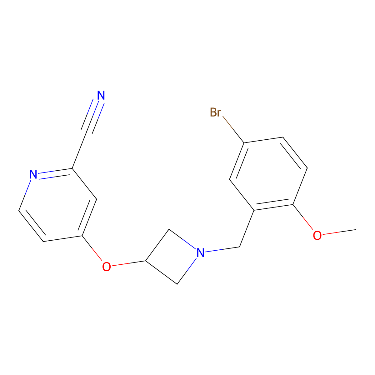 4-({1-[(5-Bromo-2-methoxyphenyl)methyl]azetidin-3-yl}oxy)pyridine-2-carbonitrile molecular structure, CAS 2877644-41-0