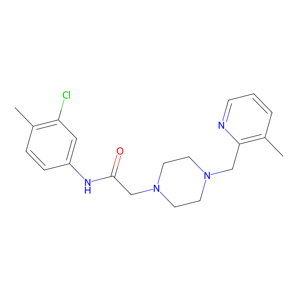 N-(3-chloro-4-methylphenyl)-2-{4-[(3-methylpyridin-2-yl)methyl]piperazin-1-yl}acetamide molecular structure, CAS 2877644-42-1