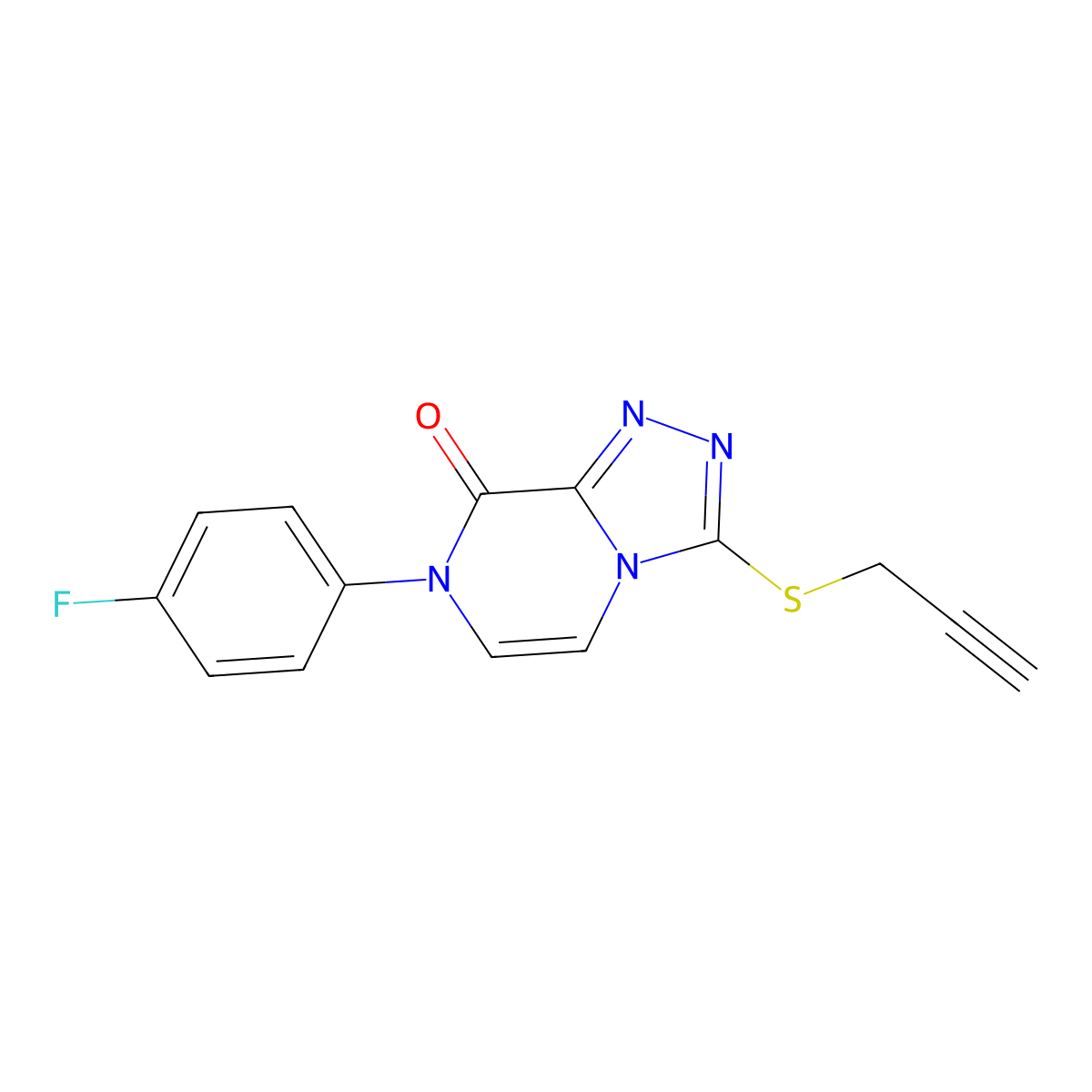7-(4-fluorophenyl)-3-(prop-2-yn-1-ylsulfanyl)-7H,8H-[1,2,4]triazolo[4,3-a]pyrazin-8-one molecular structure, CAS 2877644-46-5