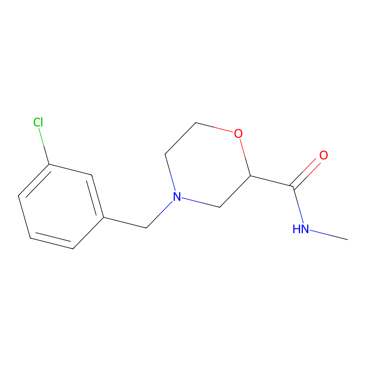 4-[(3-chlorophenyl)methyl]-N-methylmorpholine-2-carboxamide molecular structure, CAS 2877644-47-6
