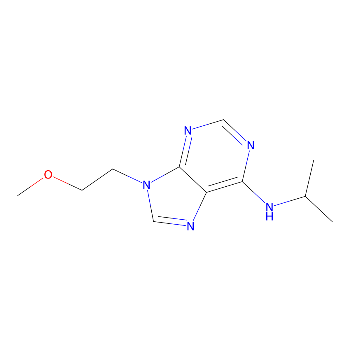 9-(2-methoxyethyl)-N-(propan-2-yl)-9H-purin-6-amine molecular structure, CAS 2877644-51-2
