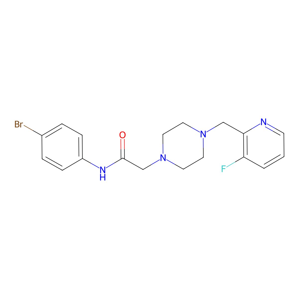 N-(4-bromophenyl)-2-{4-[(3-fluoropyridin-2-yl)methyl]piperazin-1-yl}acetamide molecular structure, CAS 2877644-57-8