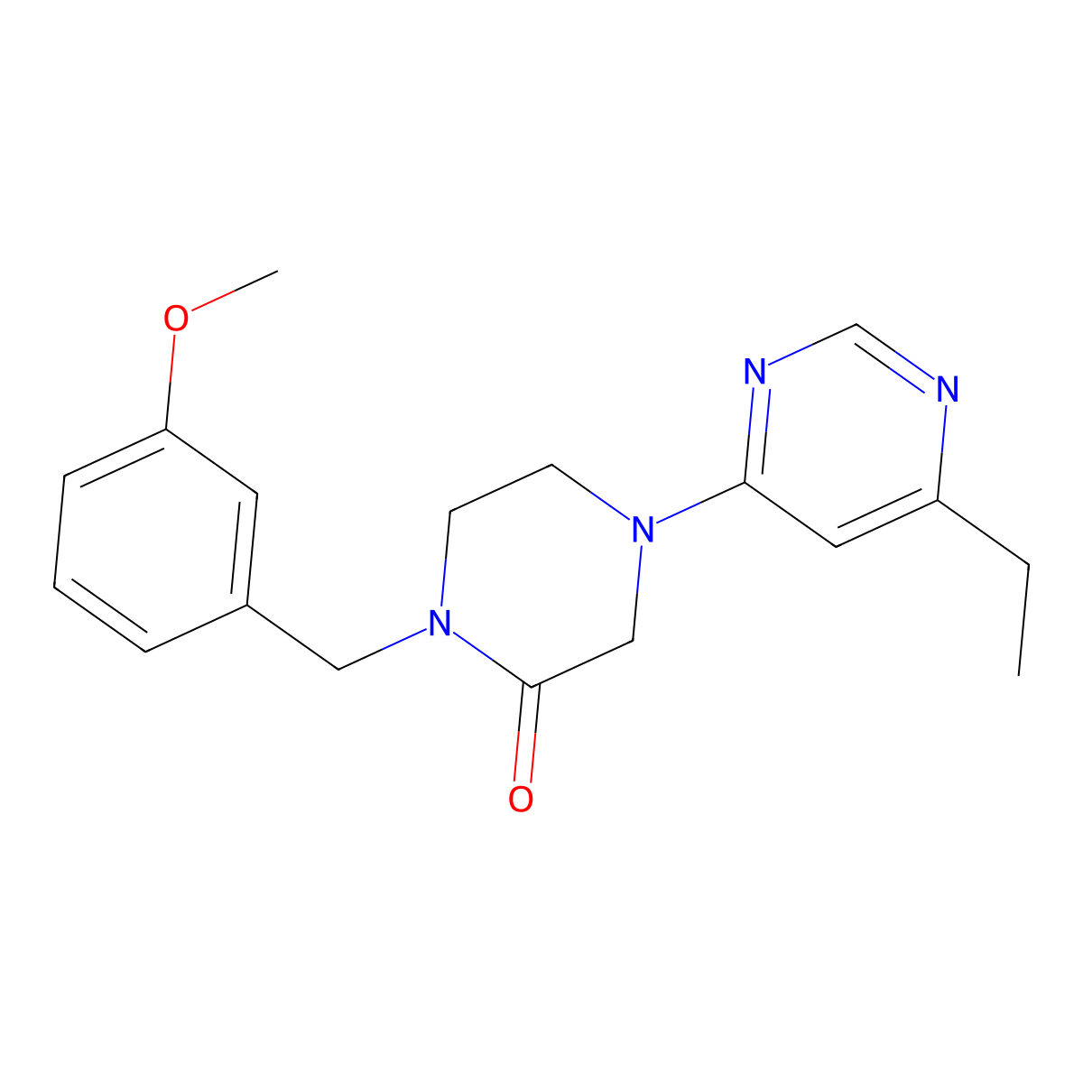 4-(6-Ethylpyrimidin-4-yl)-1-[(3-methoxyphenyl)methyl]piperazin-2-one molecular structure, CAS 2877644-63-6
