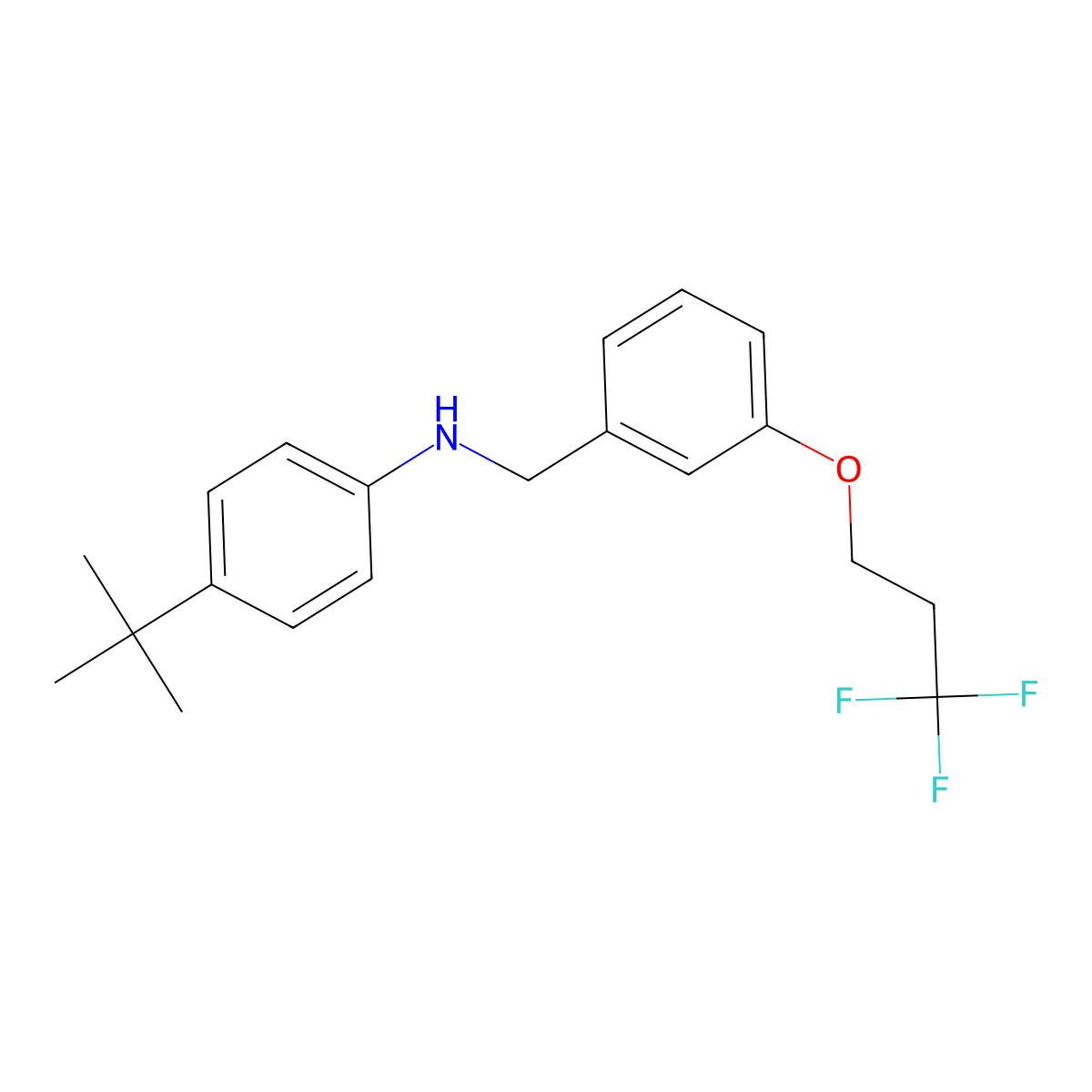 4-tert-butyl-N-{[3-(3,3,3-trifluoropropoxy)phenyl]methyl}aniline molecular structure, CAS 2877644-65-8