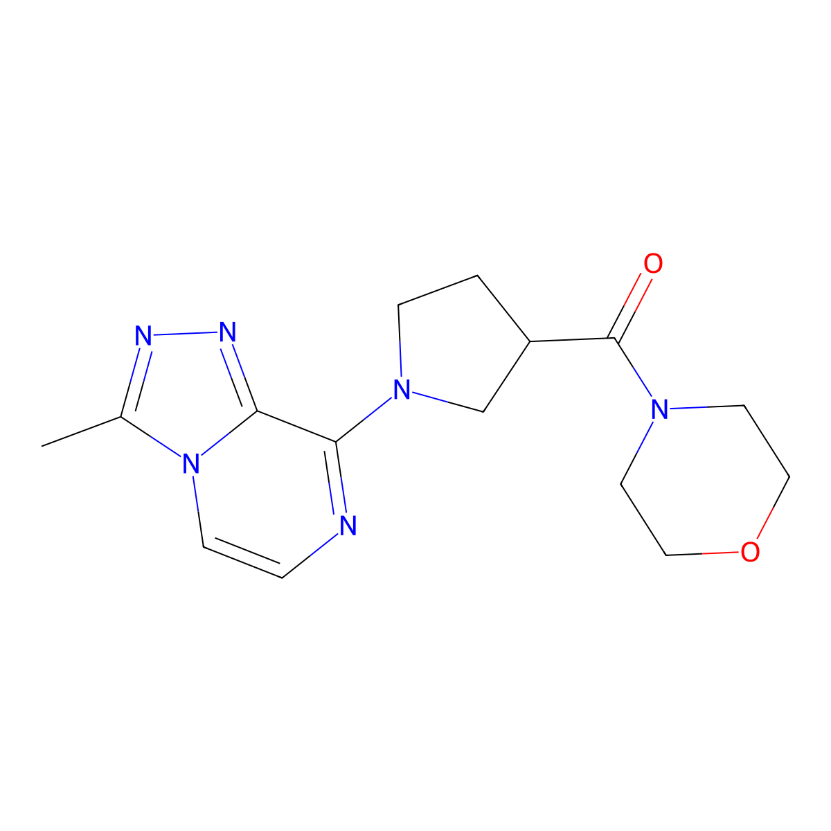 4-(1-{3-Methyl-[1,2,4]triazolo[4,3-a]pyrazin-8-yl}pyrrolidine-3-carbonyl)morpholine molecular structure, CAS 2877644-66-9