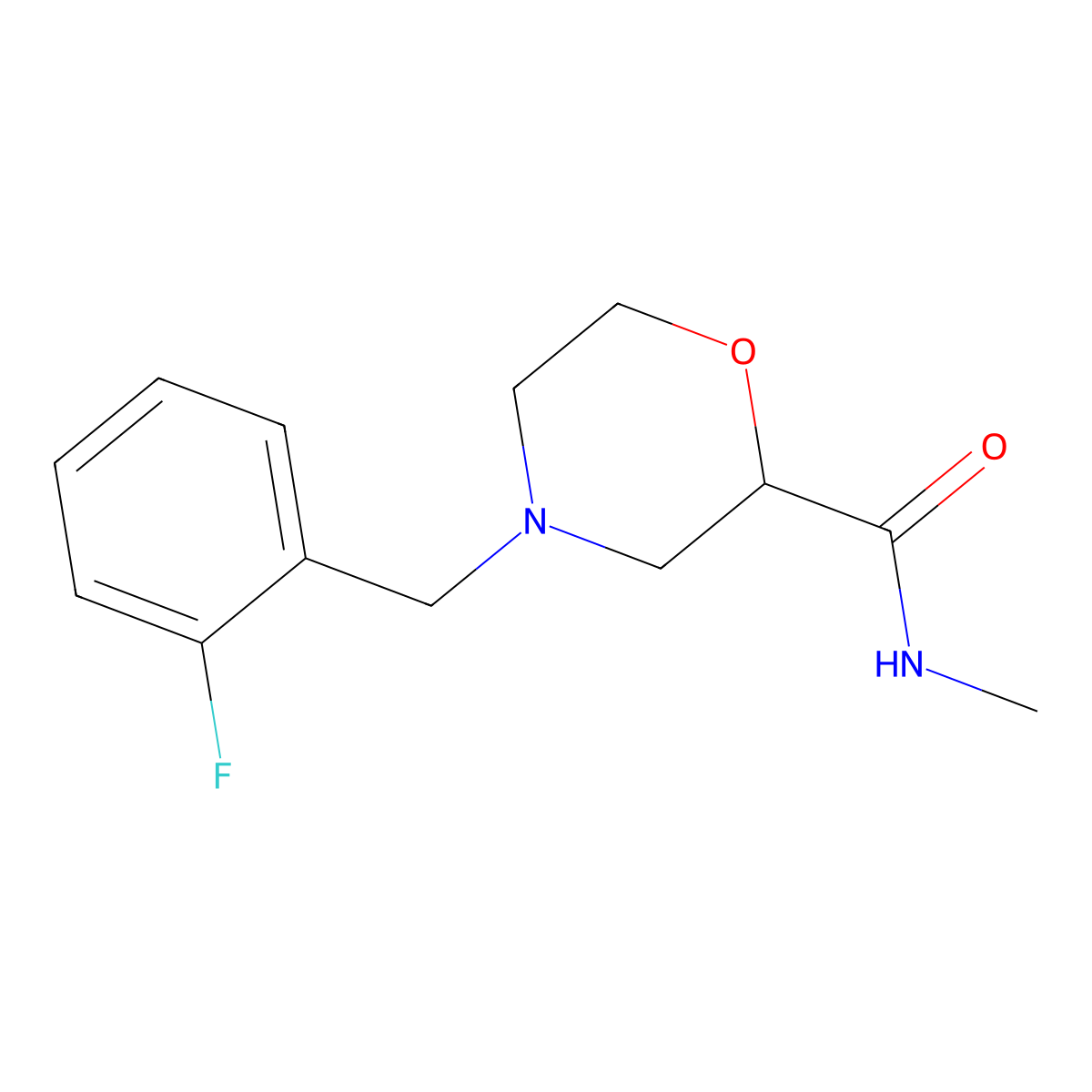 4-[(2-fluorophenyl)methyl]-N-methylmorpholine-2-carboxamide molecular structure, CAS 2877644-71-6
