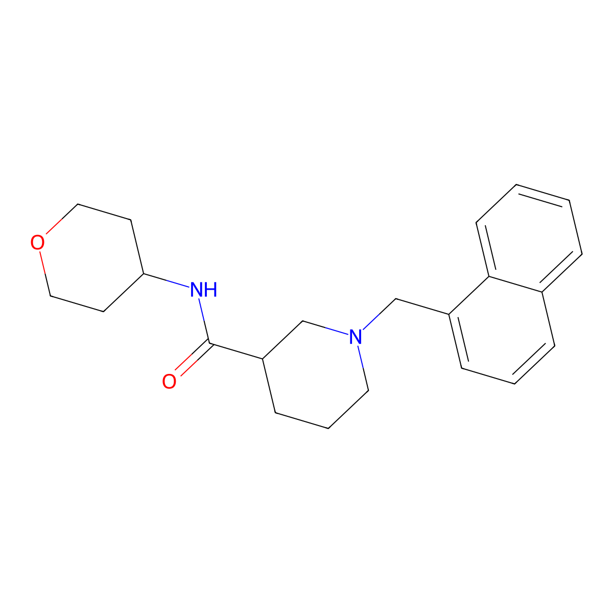 1-[(naphthalen-1-yl)methyl]-N-(oxan-4-yl)piperidine-3-carboxamide molecular structure, CAS 2877644-75-0