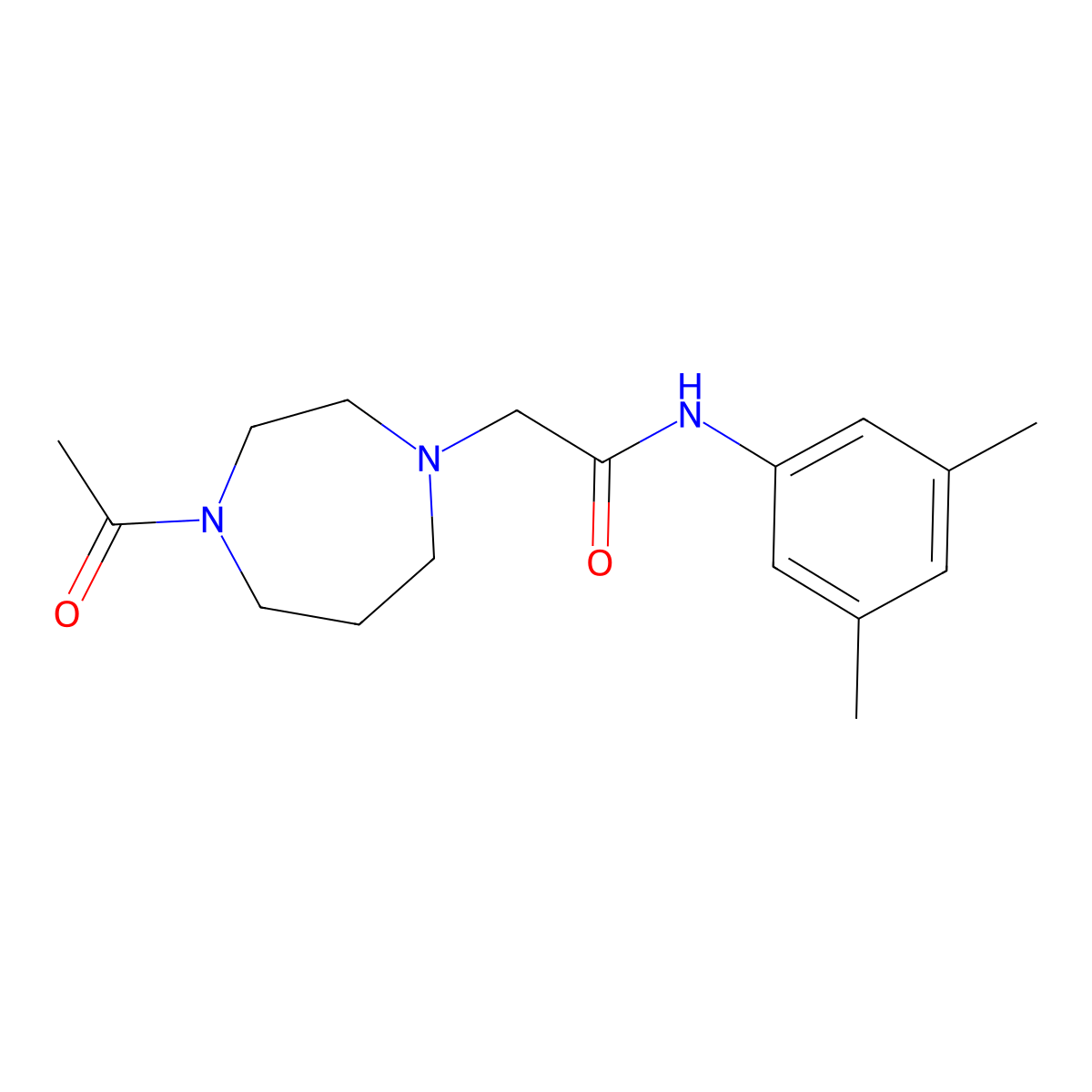 2-(4-acetyl-1,4-diazepan-1-yl)-N-(3,5-dimethylphenyl)acetamide molecular structure, CAS 2877644-83-0