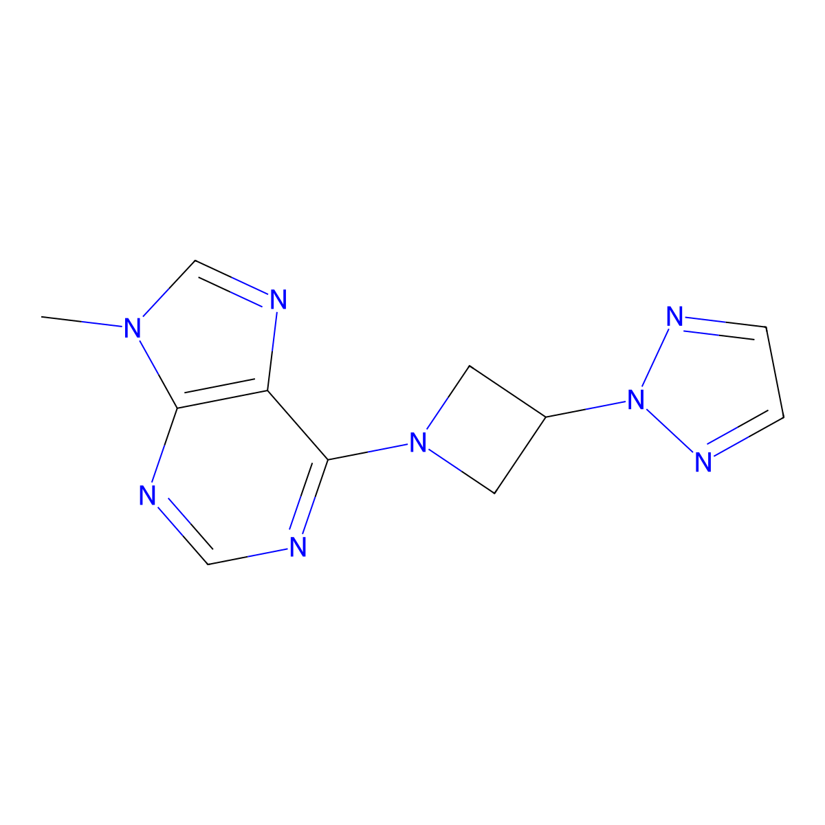 9-methyl-6-[3-(2H-1,2,3-triazol-2-yl)azetidin-1-yl]-9H-purine molecular structure, CAS 2877644-95-4