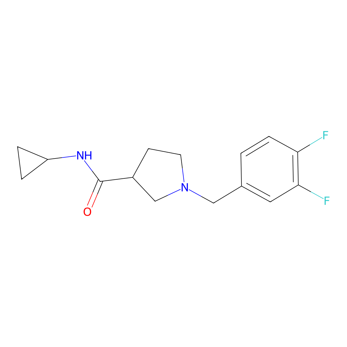 N-cyclopropyl-1-[(3,4-difluorophenyl)methyl]pyrrolidine-3-carboxamide molecular structure, CAS 2877645-01-5