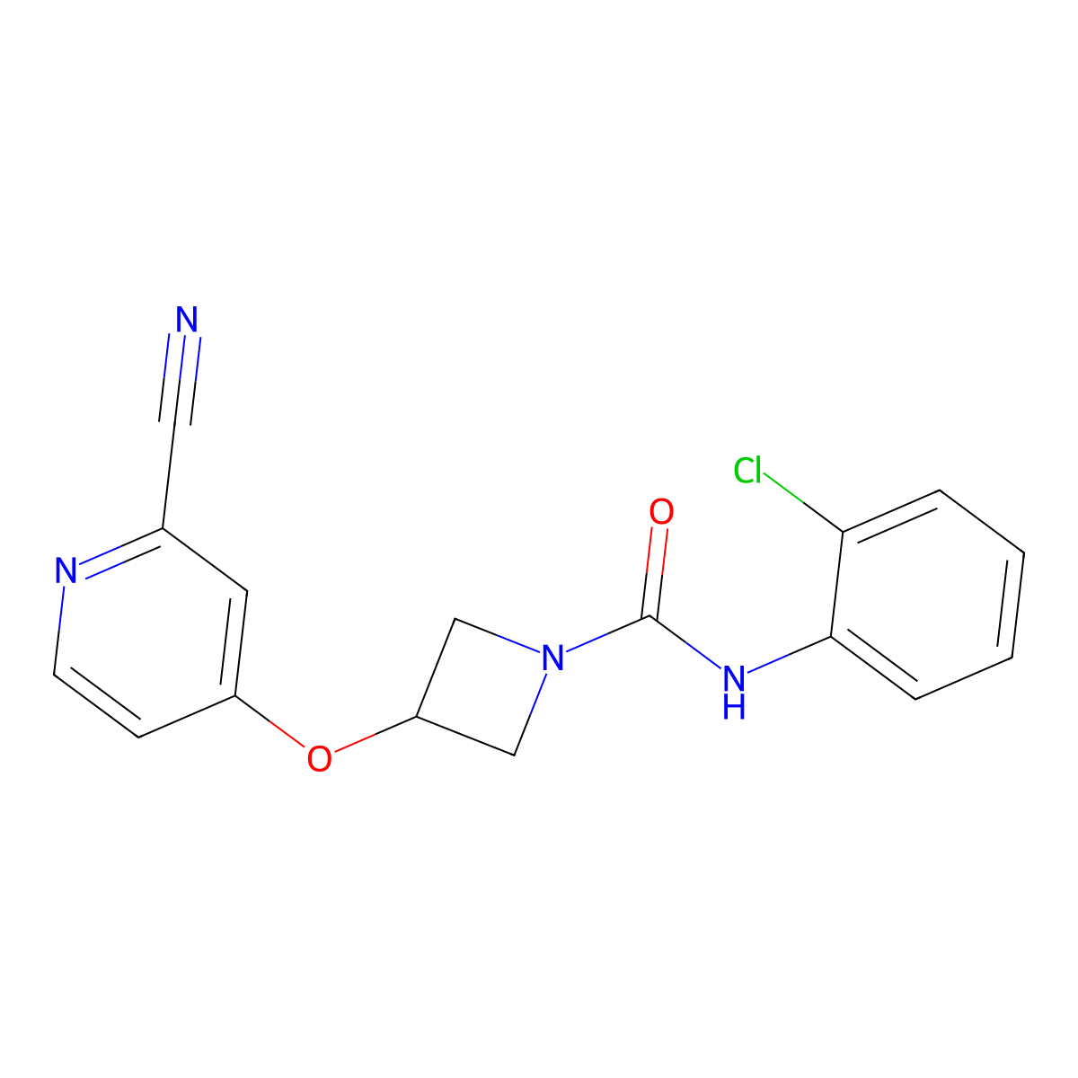 N-(2-chlorophenyl)-3-[(2-cyanopyridin-4-yl)oxy]azetidine-1-carboxamide molecular structure, CAS 2877645-05-9