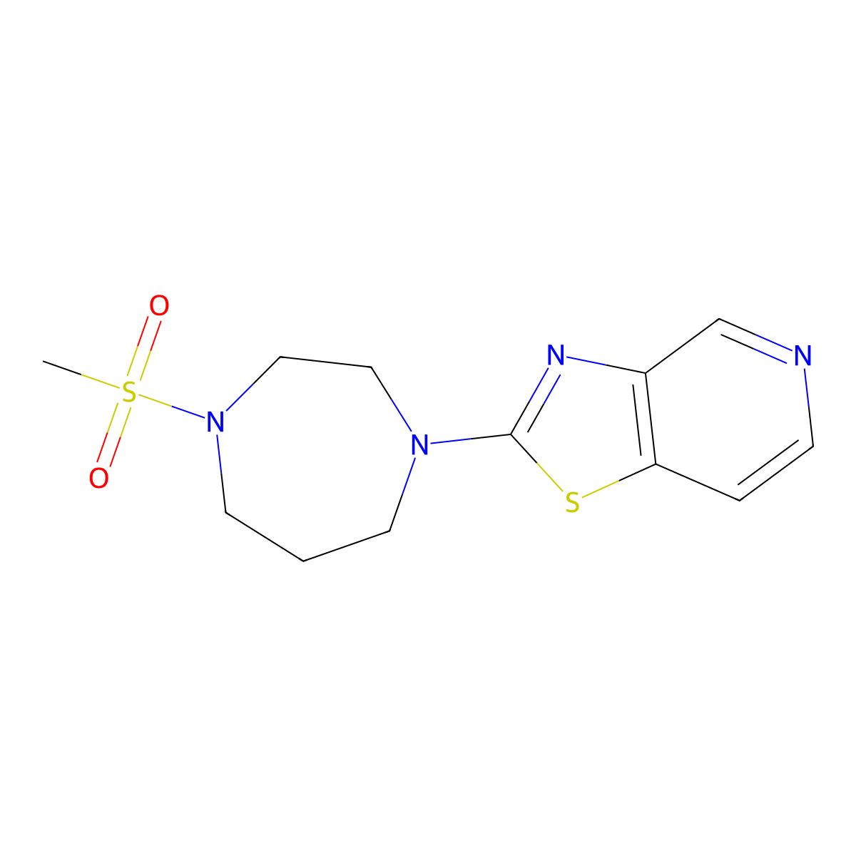 1-Methanesulfonyl-4-{[1,3]thiazolo[4,5-c]pyridin-2-yl}-1,4-diazepane molecular structure, CAS 2877645-07-1