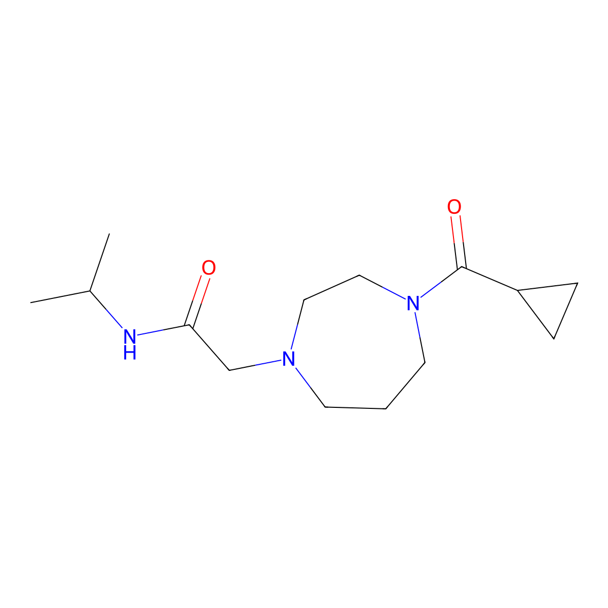 2-(4-cyclopropanecarbonyl-1,4-diazepan-1-yl)-N-(propan-2-yl)acetamide molecular structure, CAS 2877645-12-8