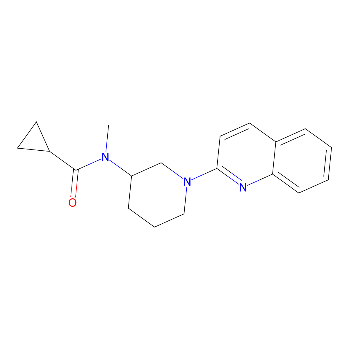 N-methyl-N-[1-(quinolin-2-yl)piperidin-3-yl]cyclopropanecarboxamide molecular structure, CAS 2877645-14-0