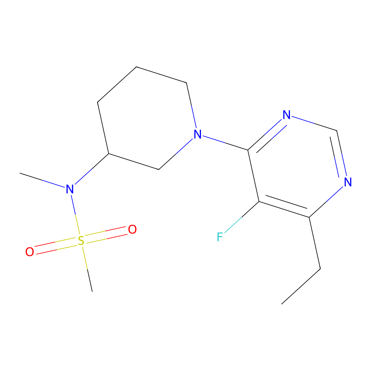 N-[1-(6-ethyl-5-fluoropyrimidin-4-yl)piperidin-3-yl]-N-methylmethanesulfonamide molecular structure, CAS 2877645-17-3