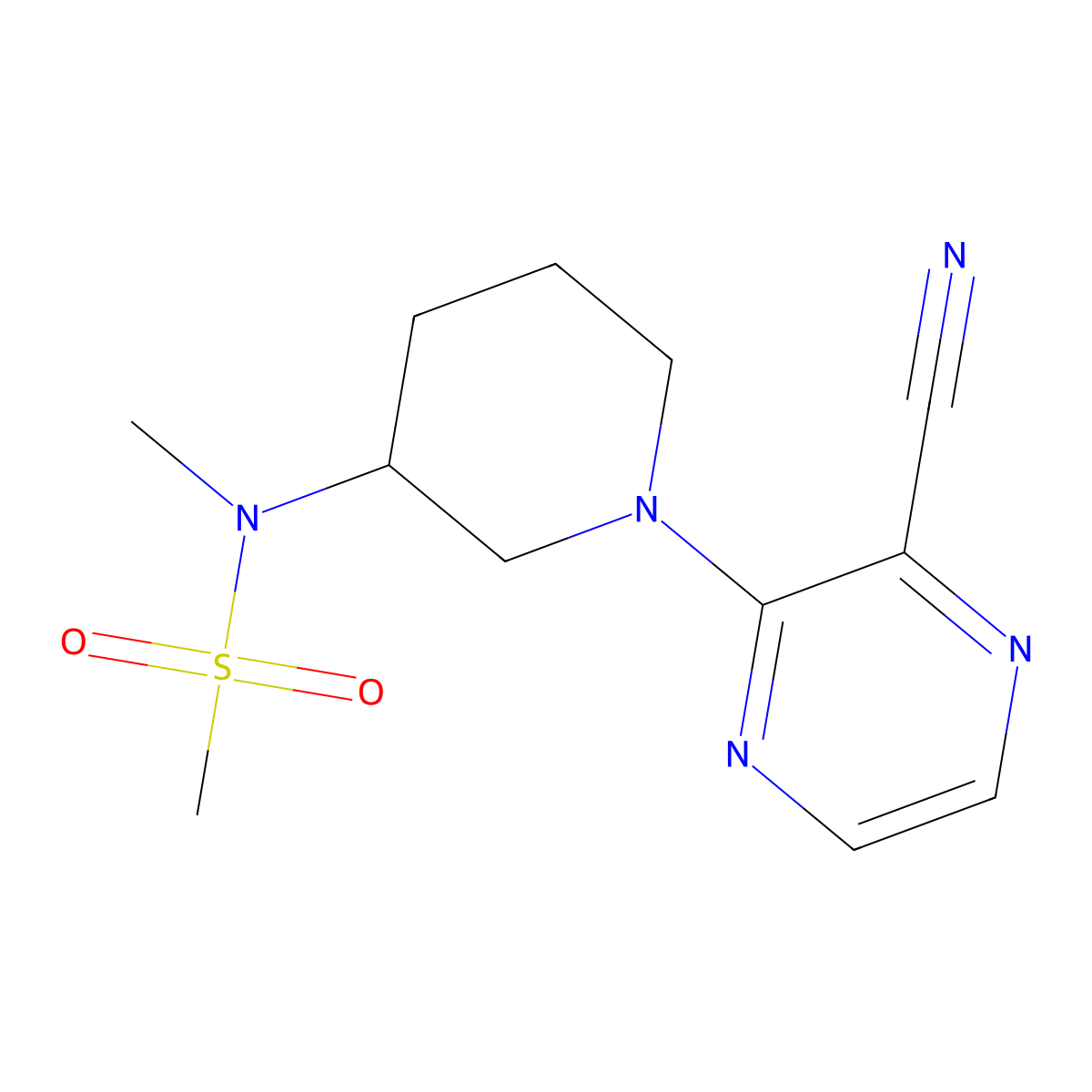 N-[1-(3-cyanopyrazin-2-yl)piperidin-3-yl]-N-methylmethanesulfonamide molecular structure, CAS 2877645-35-5