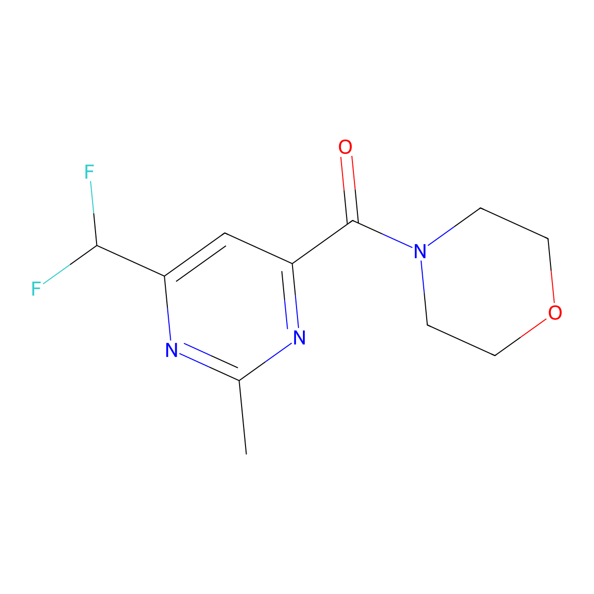 4-[6-(Difluoromethyl)-2-methylpyrimidine-4-carbonyl]morpholine molecular structure, CAS 2877645-38-8