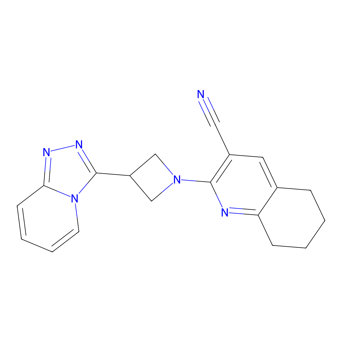 2-(3-{[1,2,4]Triazolo[4,3-a]pyridin-3-yl}azetidin-1-yl)-5,6,7,8-tetrahydroquinoline-3-carbonitrile molecular structure, CAS 2877645-47-9