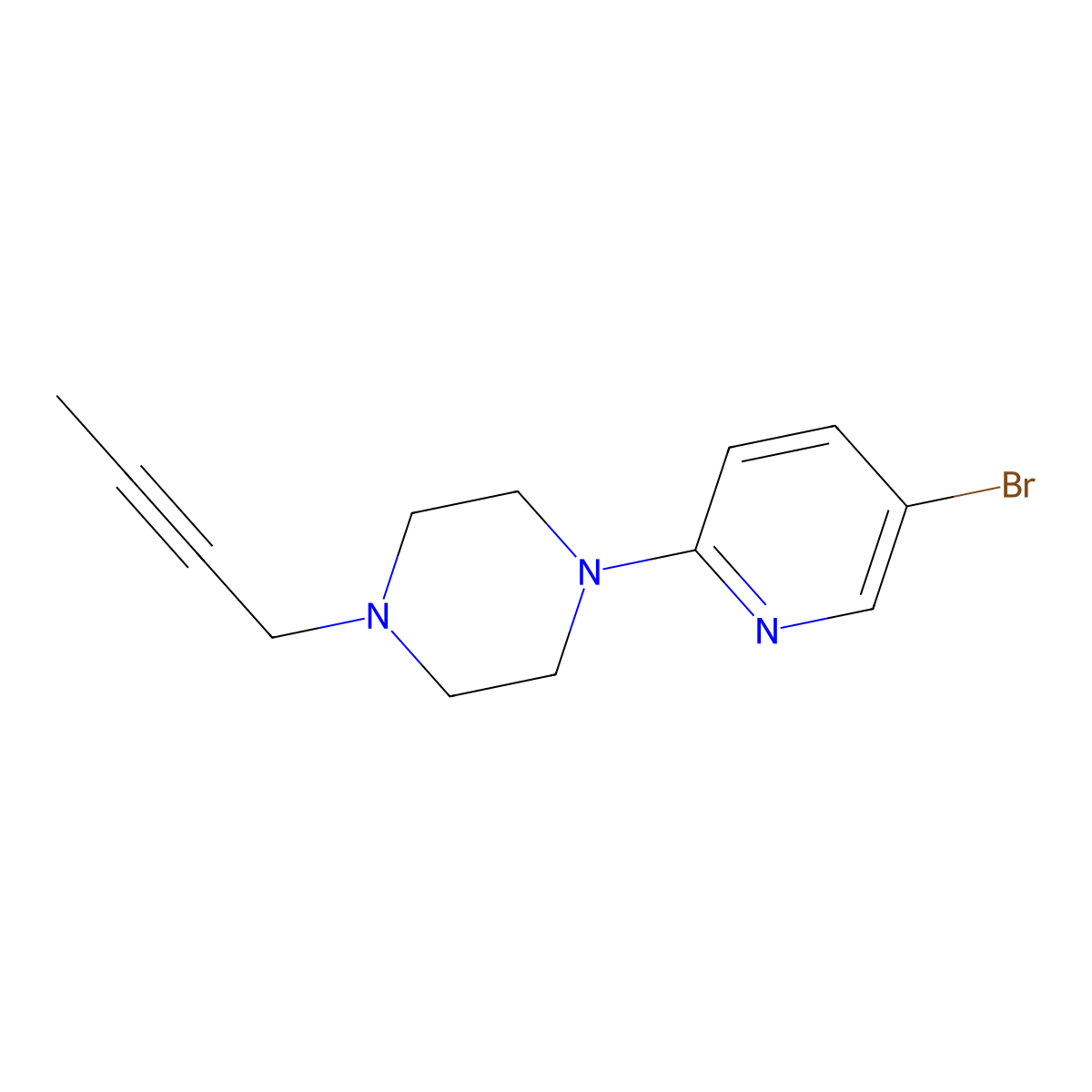 1-(5-Bromopyridin-2-yl)-4-(but-2-yn-1-yl)piperazine molecular structure, CAS 2877645-54-8