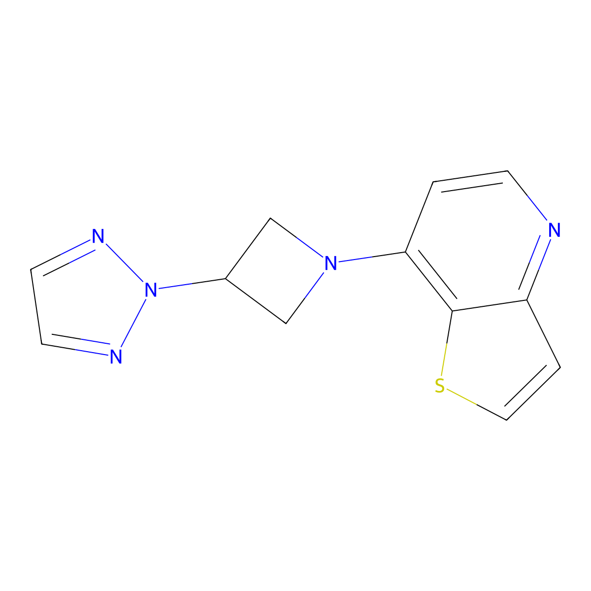 2-(1-{thieno[3,2-b]pyridin-7-yl}azetidin-3-yl)-2H-1,2,3-triazole molecular structure, CAS 2877645-58-2