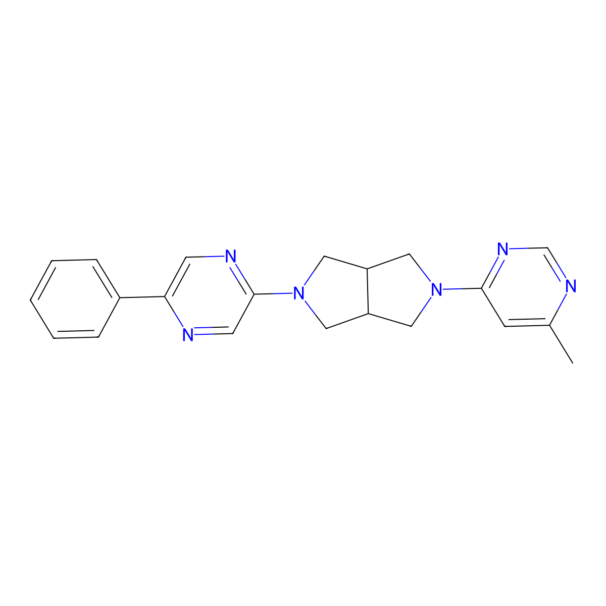 2-[5-(6-Methylpyrimidin-4-yl)-octahydropyrrolo[3,4-c]pyrrol-2-yl]-5-phenylpyrazine molecular structure, CAS 2877645-60-6