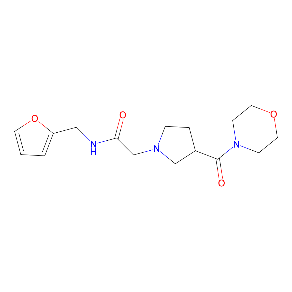 N-[(furan-2-yl)methyl]-2-[3-(morpholine-4-carbonyl)pyrrolidin-1-yl]acetamide molecular structure, CAS 2877645-61-7