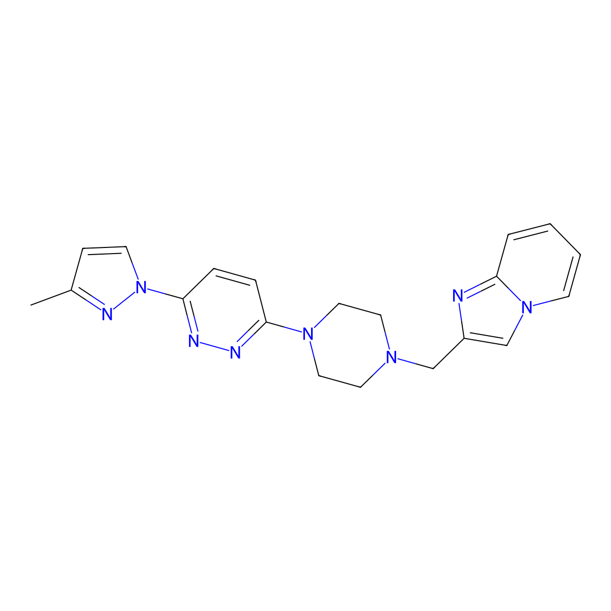 3-[4-({imidazo[1,2-a]pyridin-2-yl}methyl)piperazin-1-yl]-6-(3-methyl-1H-pyrazol-1-yl)pyridazine molecular structure, CAS 2877645-68-4