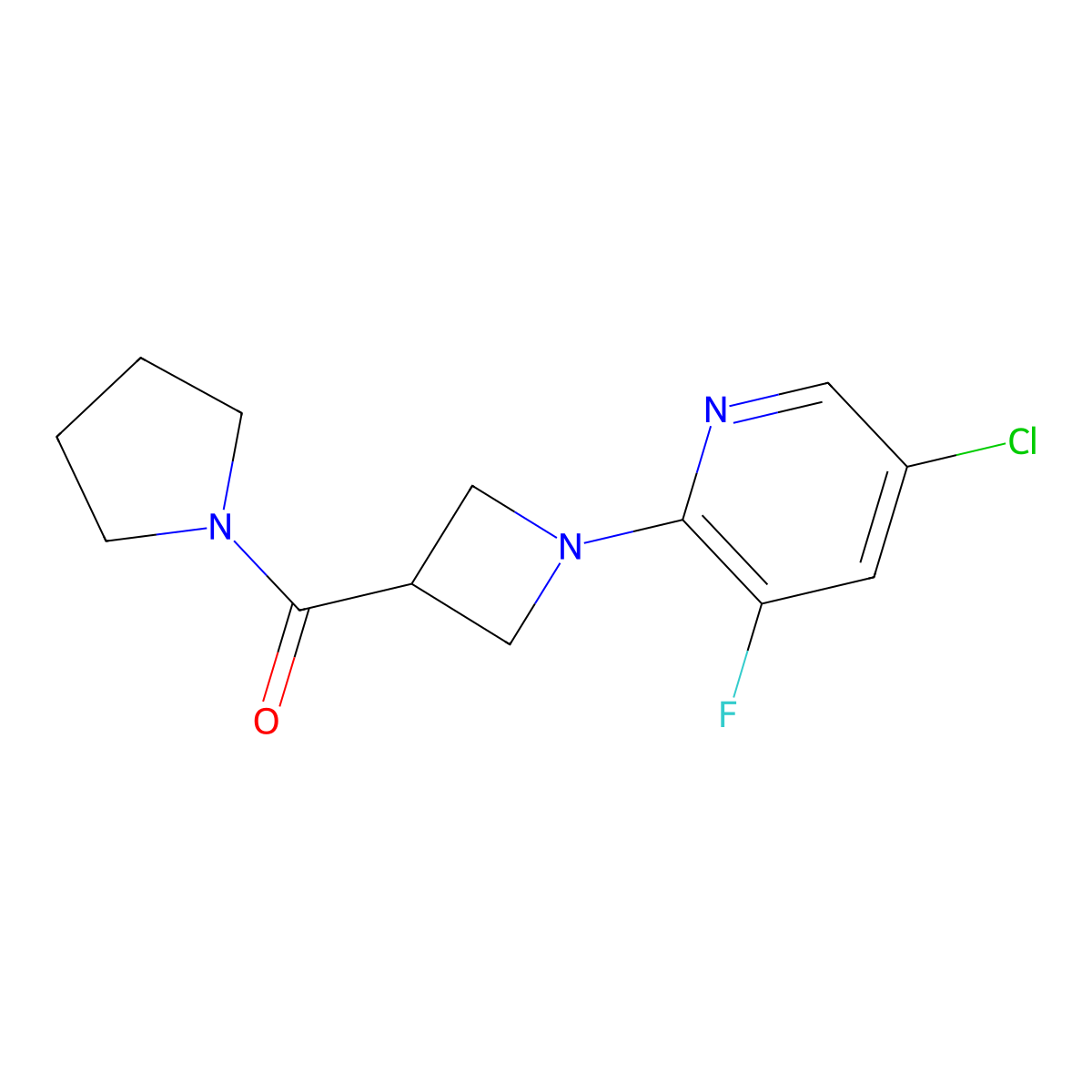5-Chloro-3-fluoro-2-[3-(pyrrolidine-1-carbonyl)azetidin-1-yl]pyridine molecular structure, CAS 2877645-77-5