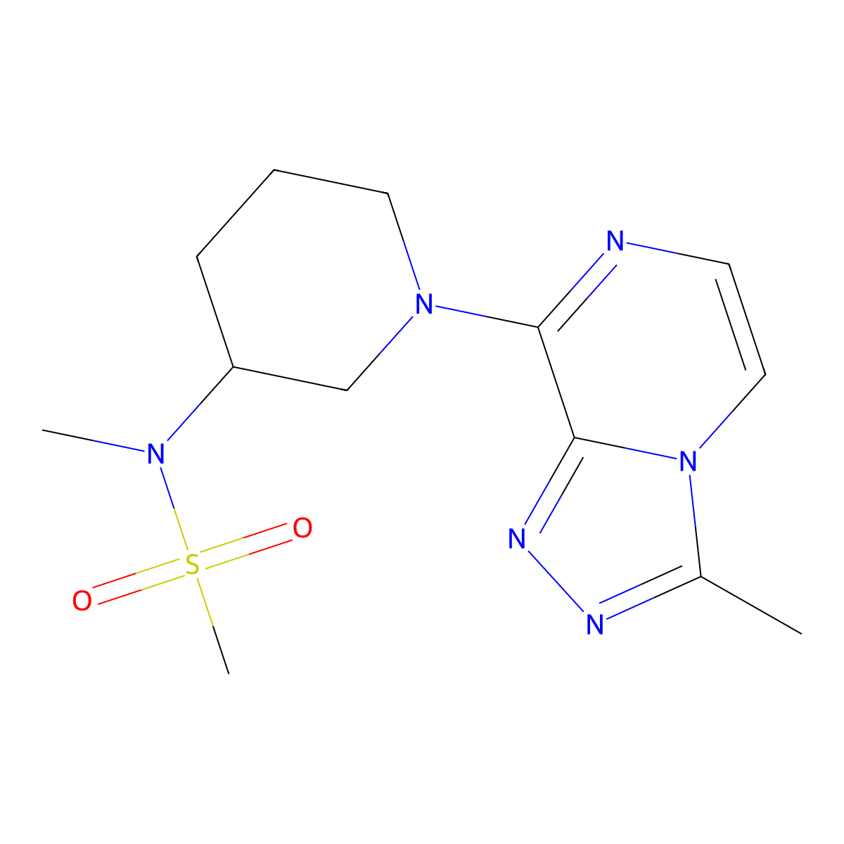 N-methyl-N-(1-{3-methyl-[1,2,4]triazolo[4,3-a]pyrazin-8-yl}piperidin-3-yl)methanesulfonamide molecular structure, CAS 2877645-78-6
