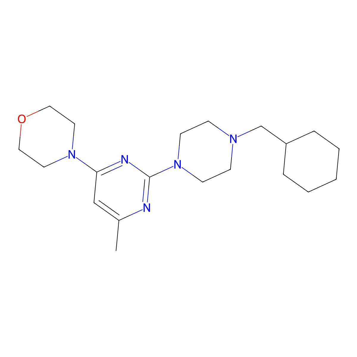 4-{2-[4-(Cyclohexylmethyl)piperazin-1-yl]-6-methylpyrimidin-4-yl}morpholine molecular structure, CAS 2877645-88-8