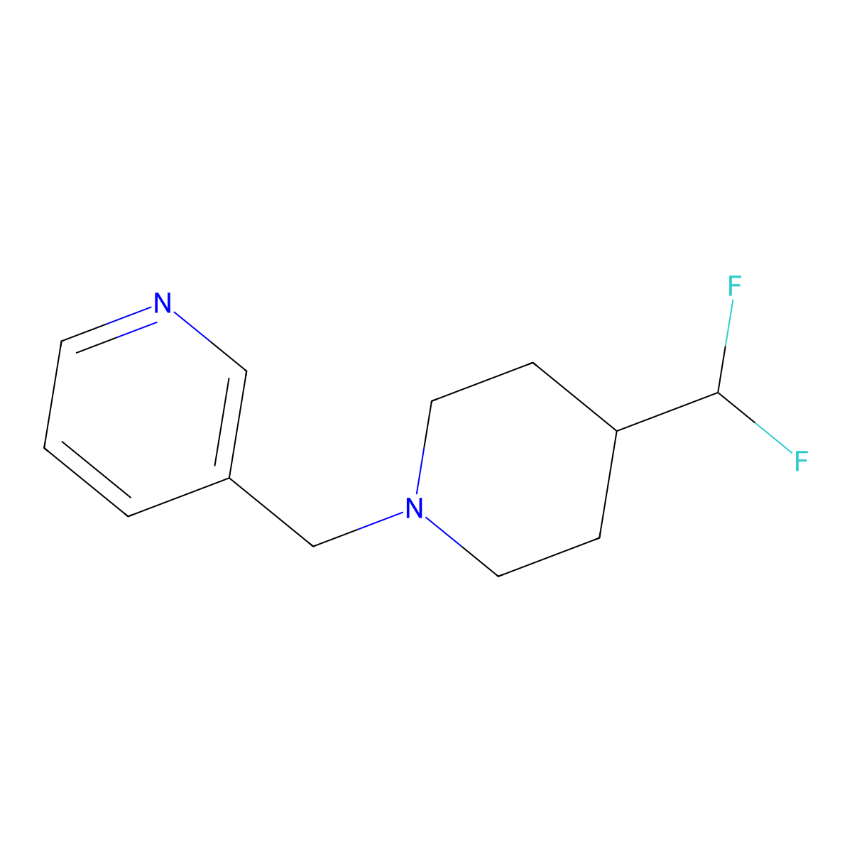 3-{[4-(Difluoromethyl)piperidin-1-yl]methyl}pyridine molecular structure, CAS 2877645-90-2