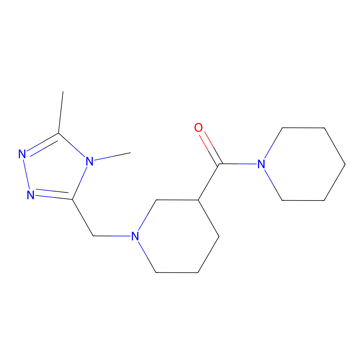 1-[(4,5-dimethyl-4H-1,2,4-triazol-3-yl)methyl]-3-(piperidine-1-carbonyl)piperidine molecular structure, CAS 2877645-93-5