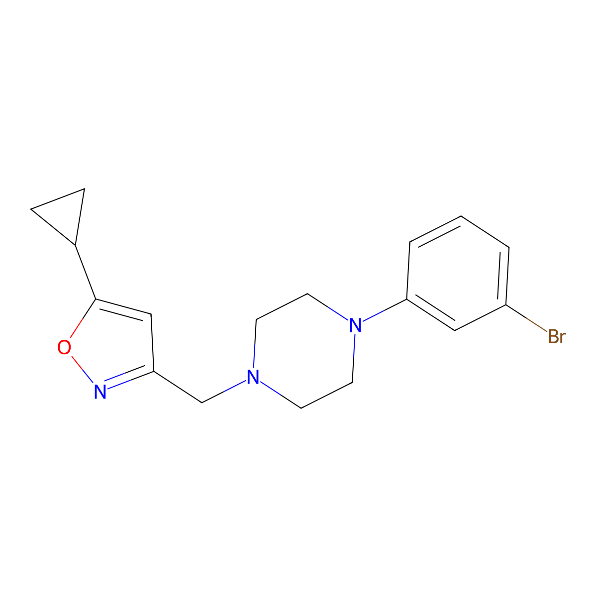 1-(3-Bromophenyl)-4-[(5-cyclopropyl-1,2-oxazol-3-yl)methyl]piperazine molecular structure, CAS 2877645-97-9